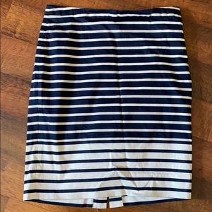 J Crew Factory Blue and White Striped pencil skirt